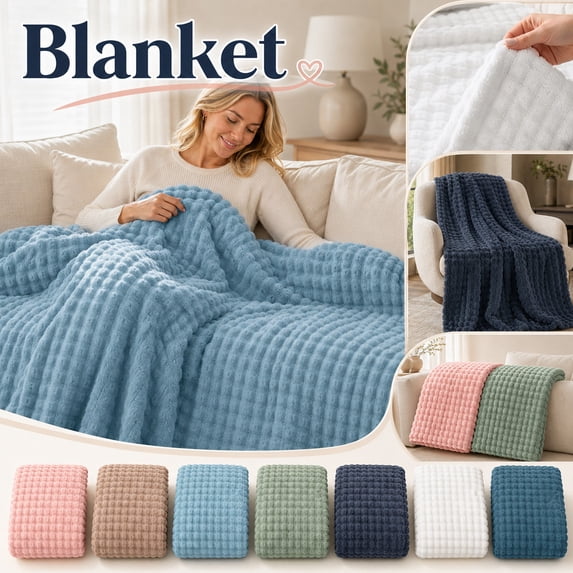 Walmart Blankets for Bed, Warm Textured Flannel Throw with Waffle Pattern, Snuggle-Worthy Decor for Farmhouse Living Room