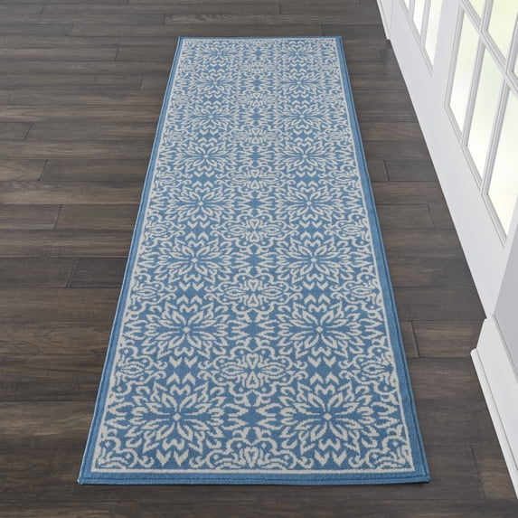 Walmart Bliss Modern Floral Ivory/Blue 2'3" x 7'3" Area Rug, (2' x 7')