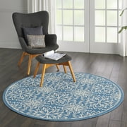 Walmart Bliss Modern Floral Ivory/Blue 53 x Round Area Rug, 5 Round