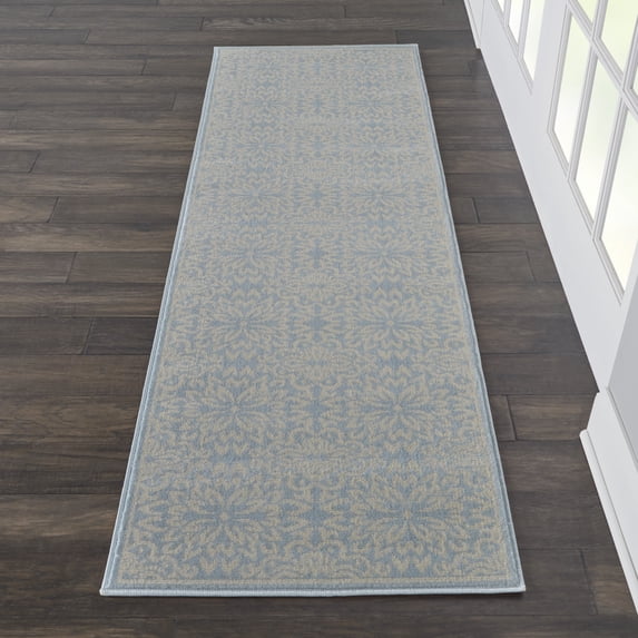 Walmart Bliss Modern Floral Ivory/Light Blue 2'3" x 7'3" Area Rug, (2' x 7')