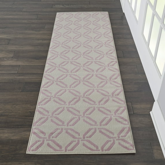 Walmart Bliss Transitional Trellis Ivory/Pink 2'3" x 7'3" Area Rug, (2' x 7')