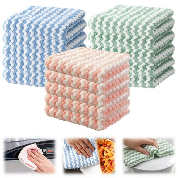 Walmart Clearance! Aminojy 5 Packs Set Microfiber Cleaning Cloth, Kitchen Towels for Dish Drying Washing, Absorbent Streak Free Lint Free Rags for Cleaning, Reusable and Washable Towels