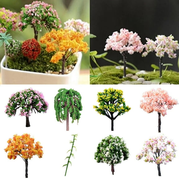 Walmart Clearance! Aminojy Miniature Street Trees Model, Model Peach Trees Train Scenery Mixed Miniature Flower Trees Artificial Trees Model Railroad Scenery Diorama Scenery Landscape My Orders