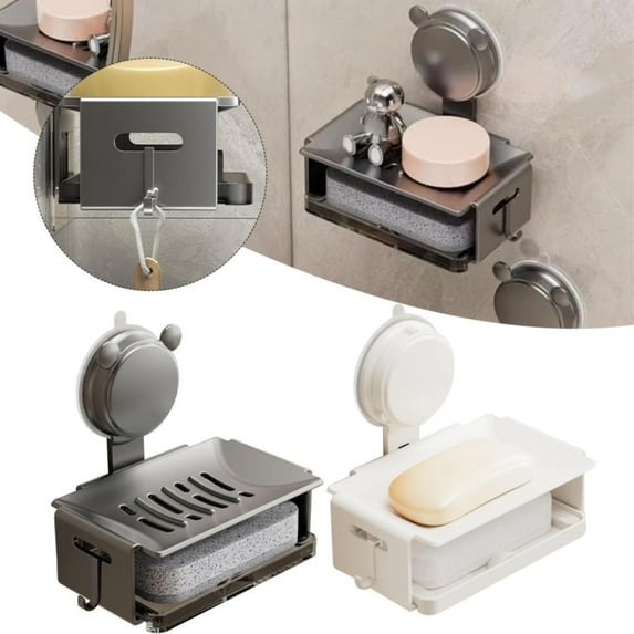 Walmart Clearance! Aminojy Soap Dish Soap Holder Suction Cup Powerful Vacuum Suction, Wall Mounted Self Draining No-Drilling Removable Bar Soap Sponge Holder For Shower, Bathroom My Orders