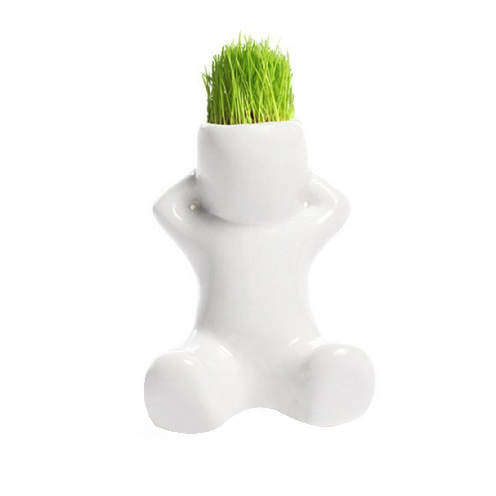 Walmart+ Deals, 1X White Ceramic Plant Doll Mini Bonsai Head Grass Hair
