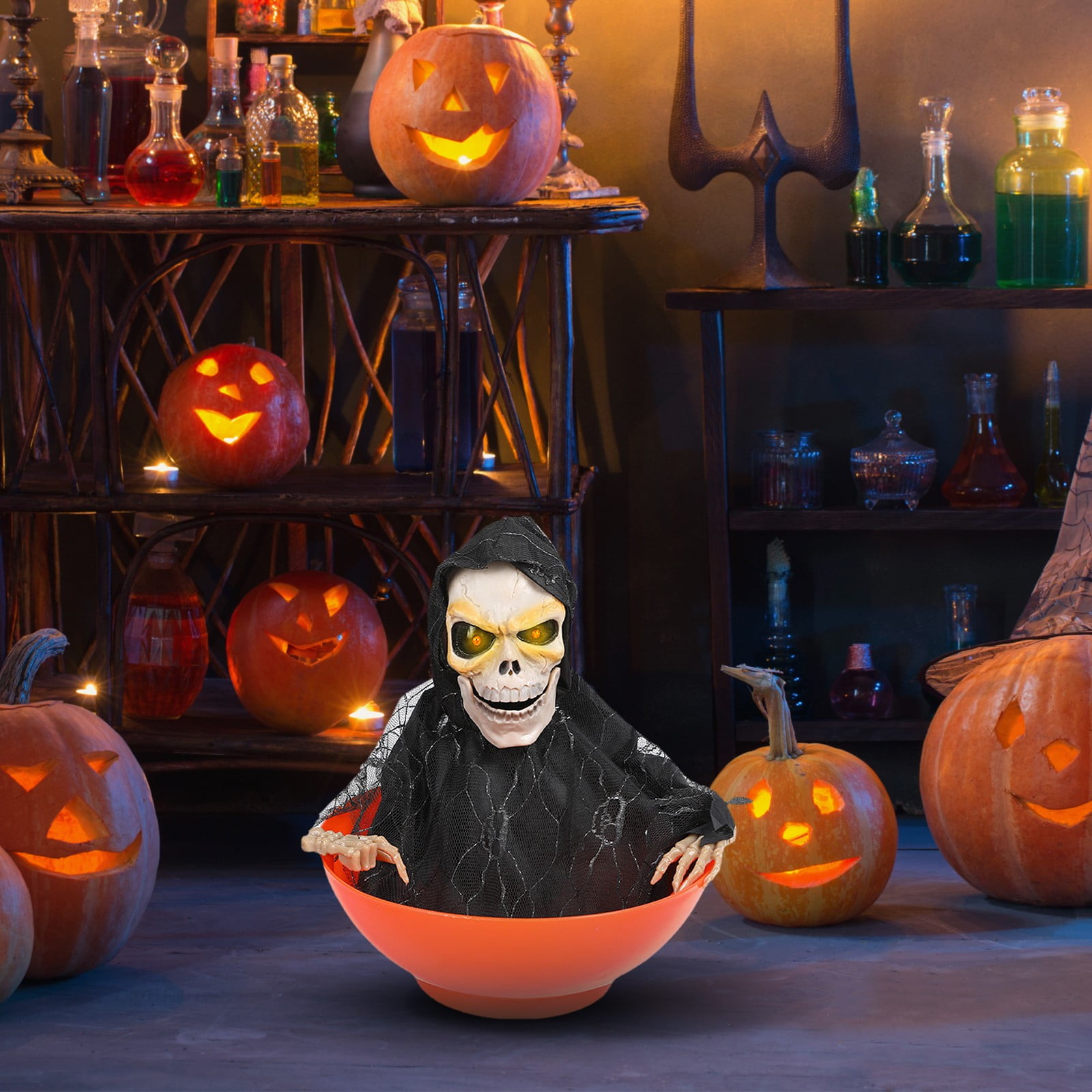 Walmart Deals 2 pack Animated Halloween Candy Bowl Motion Activated Candy Server Bowl Trick Or