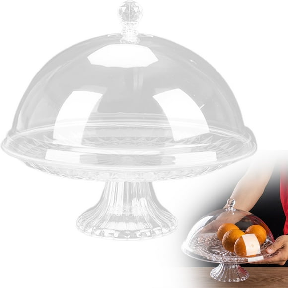Walmart Deals! Aminojy Glass Cake Stand with Dome Cover - Elevated Footed Dessert Display Stand for Weddings, Birthday Party, Elegant Porcelain Base & Clear Cloche for Cakes, Cupcakes, Pastries