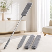 Walmart Extendable Duster with 2 Washable Microfiber Covers | Slim Flexible Flat Dusting Brush for Under Furniture, Appliances & Shelves | 55.1" Cleaning Rod with 2 Cleaning Cloth Heads
