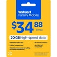 thumbnail image 1 of Walmart Family Mobile Unlimited Talk & Text Monthly Prepaid Plan (20 GB at High Speed, then 2G*) e-PIN Top Up (Email Delivery), 1 of 3