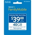 Walmart Family Mobile 39.88 Unlimited Monthly Prepaid Plan (40GB at