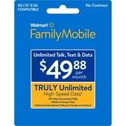 Walmart Family Mobile $49.88 Unlimited Monthly Prepaid Plan + 30GB of Mobile Hotspot e-PIN Top Up (Email Delivery)