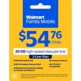 thumbnail image 1 of Walmart Family Mobile $54.76 Unlimited Talk & Text 2-Line Monthly Prepaid Plan (20 GB at High Speed, then 2G*) e-PIN Top Up (Email Delivery), 1 of 6