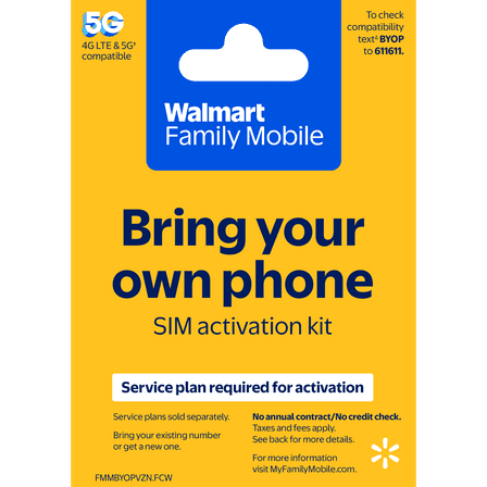 Walmart Family Mobile Bring Your Own Phone Mini Sim Kit (No Airtime) - Prepaid Smartphone