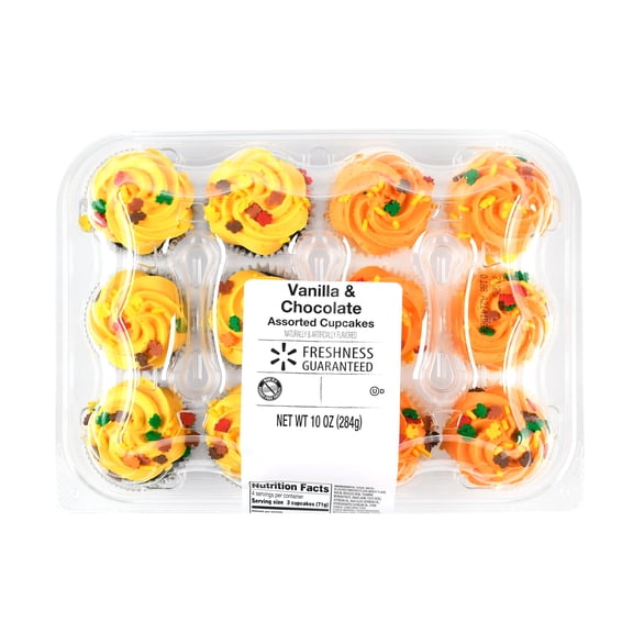 Freshness Guaranteed Fall Vanilla & Chocolate Mini Cupcakes, 10 oz, 12 Count