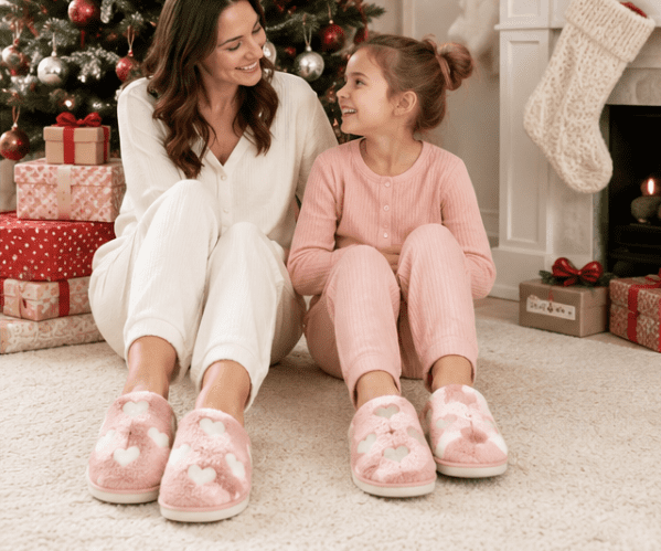 Walmart Girl's Mom and Me Family Matching Slippers, Sizes 1-2