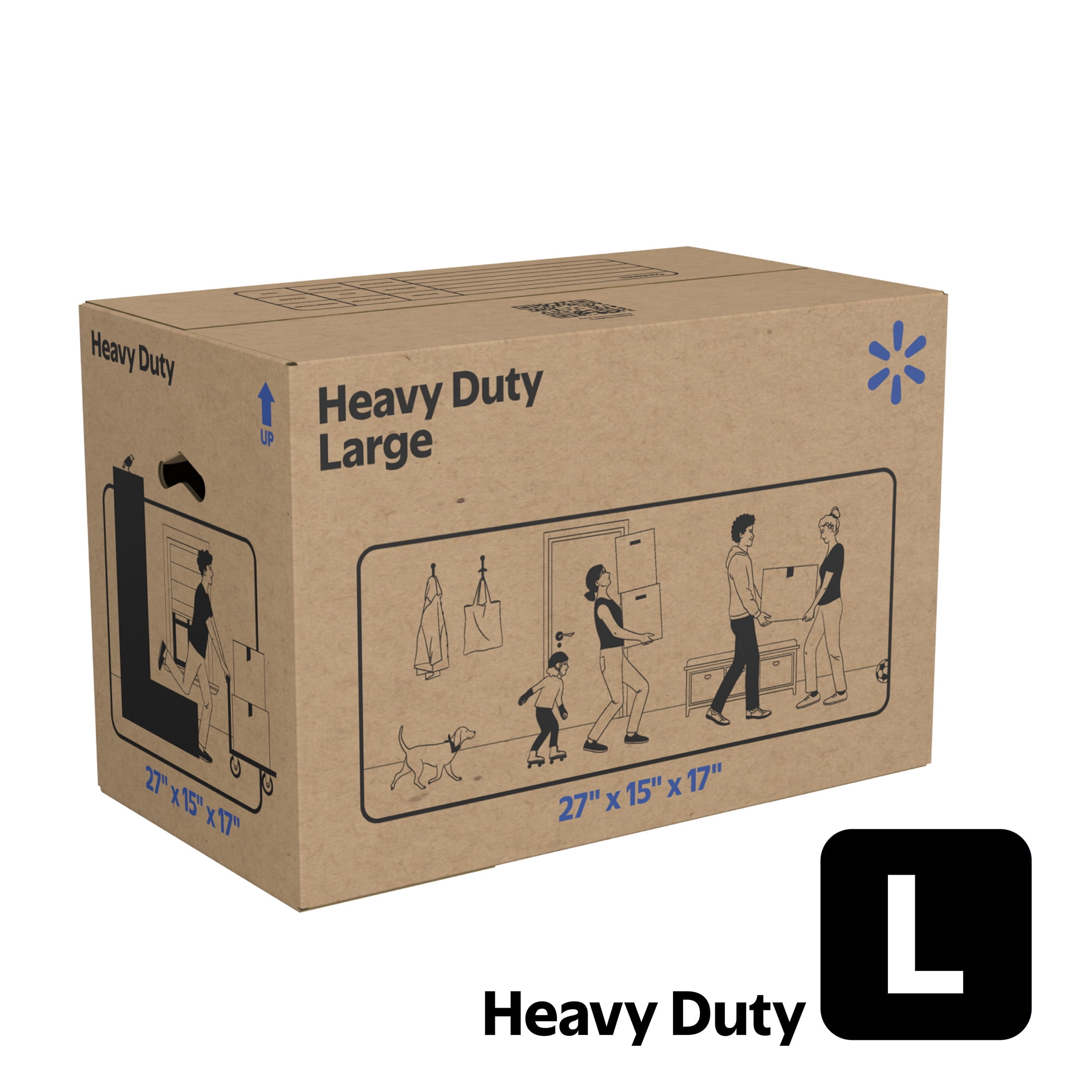 Walmart Large Heavy Duty Moving Box, Kraft, 27 in x 15 in x 17 in
