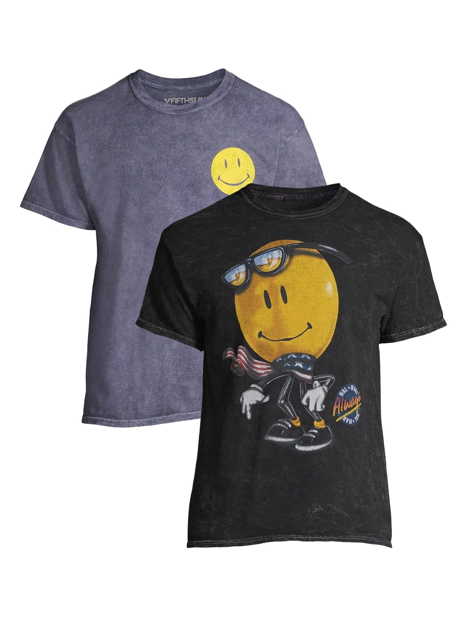 Walmart and Big Men's Yellow Smiley & American Graphic T-Shirts, Walmart.com