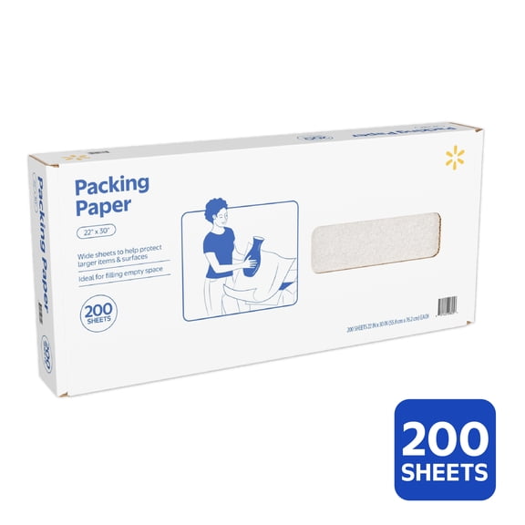 Walmart Unprinted Newsprint Packing Paper 22" x 30" 200 Sheets