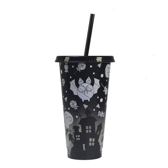 Walmart Outlet! Aminojy Halloween Color Changing Cups with Lids and Straws, 24 Oz Pumpkin Face Cups Reusable Colorful Cups for Halloween Party Favors Supplies Coffee Beer Juice Beverage Ice Cream