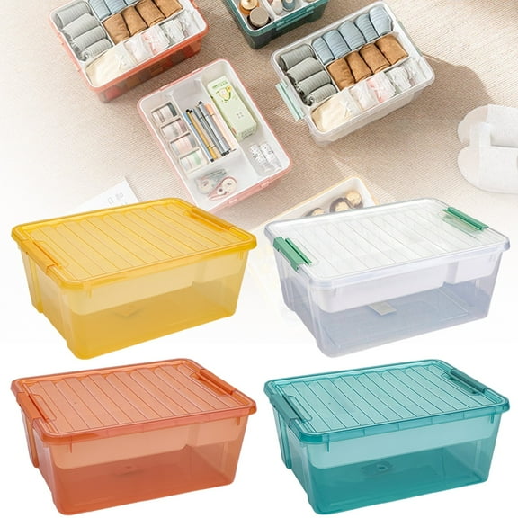 Walmart Outlet! Aminojy Large Clear Plastic Storage Box with Removable 4-Compartment Tray - Spill-Proof Organizer for Art Supplies, Crafts, Toys & Home Organization