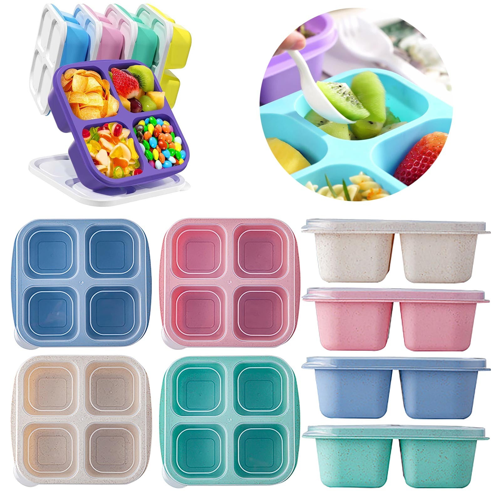 CWC Mini 4-Compartment Snack Box – Portable Pink Design
