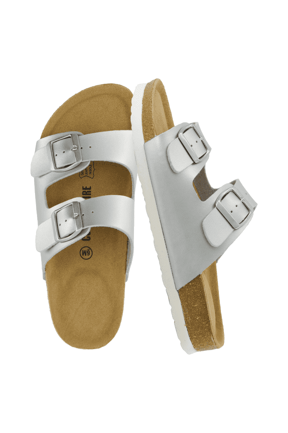 Lane Cork Footbed Sandals for Women – Comfortable Double Buckle Slip-On with Genuine Suede Footbed & Arch Support | Slides for Women