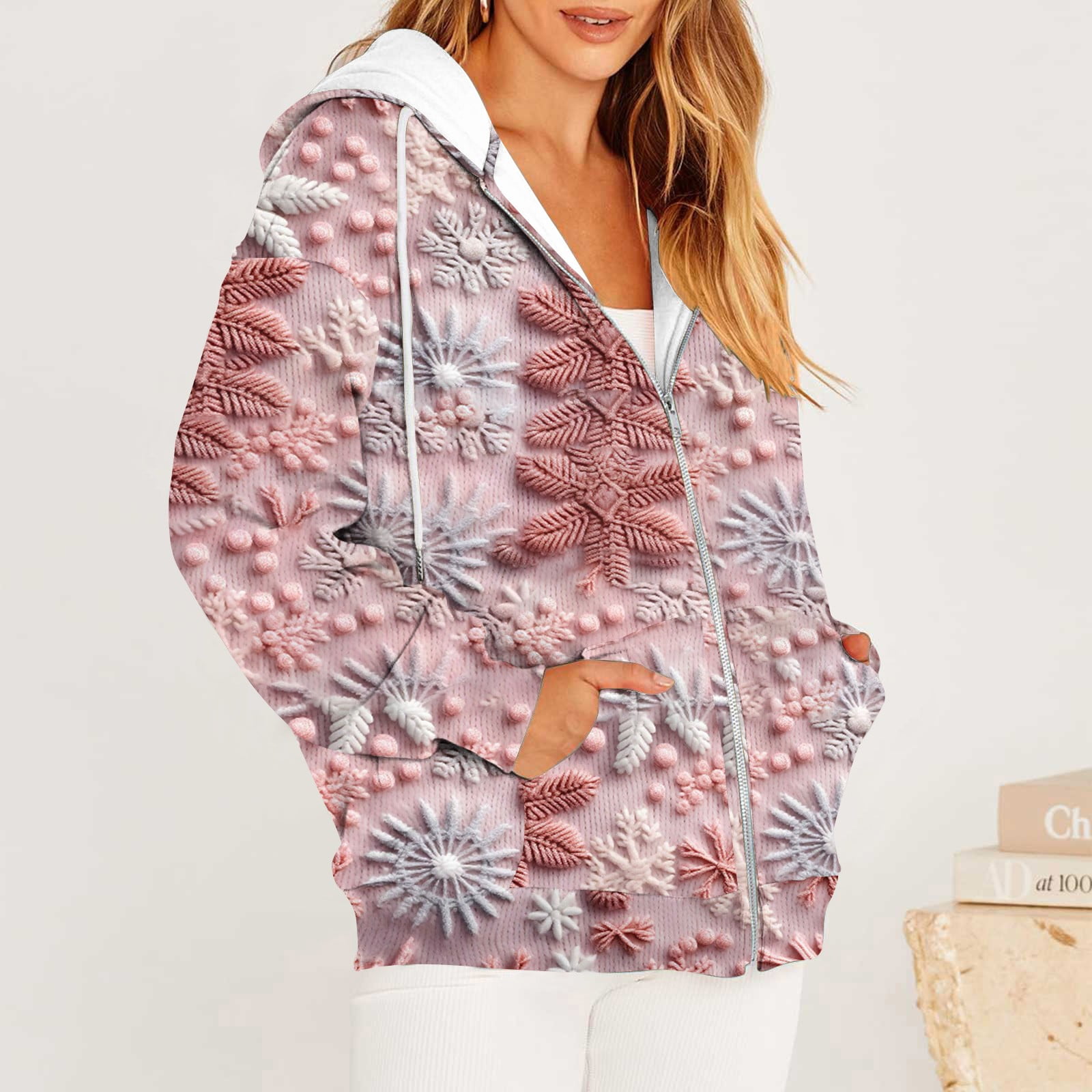 Walmart Prime Day Deals Christmas Shirts for Women Relaxed ZipUp