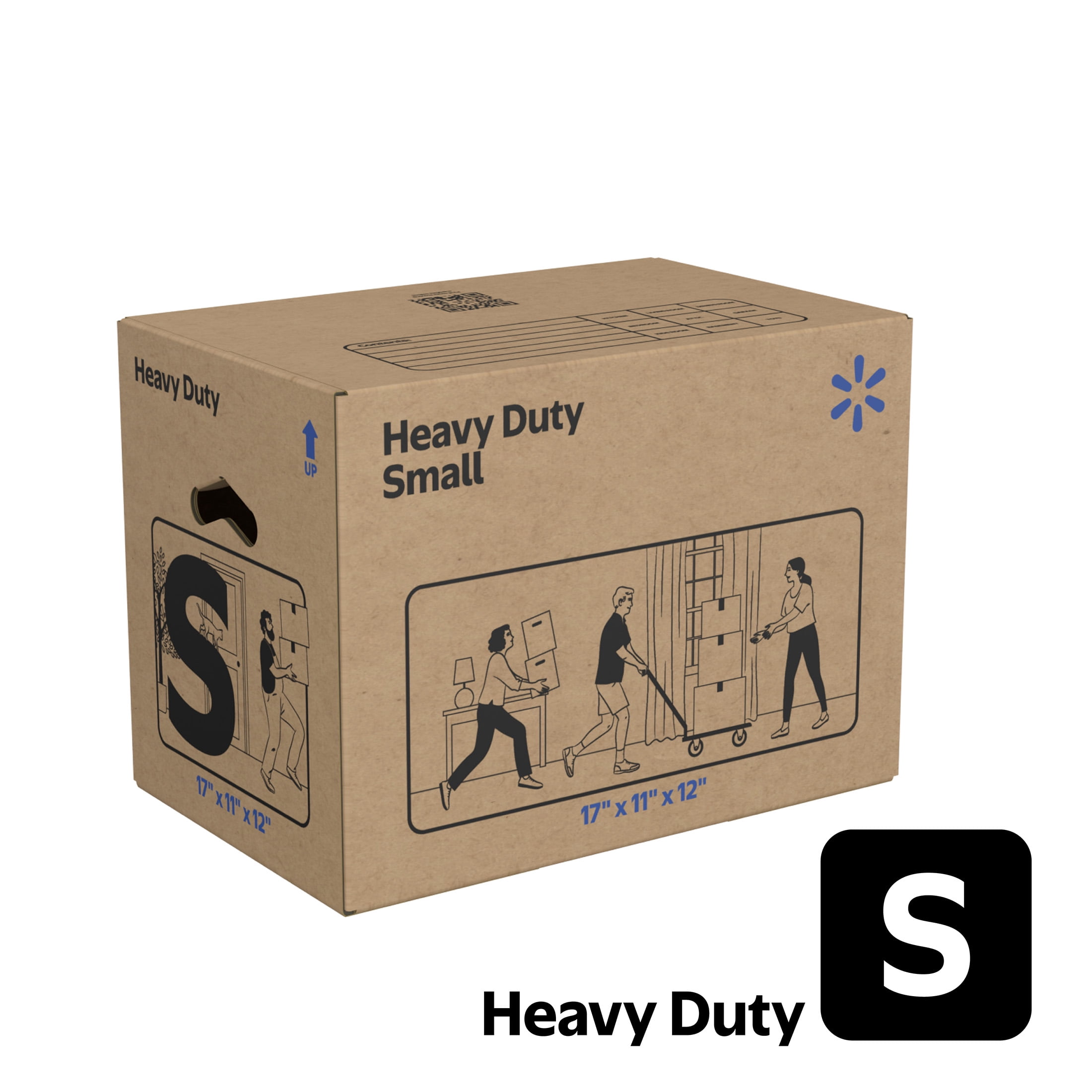Walmart Small Heavy Duty Moving Box, Kraft, 17"L x 11"W x 12"H