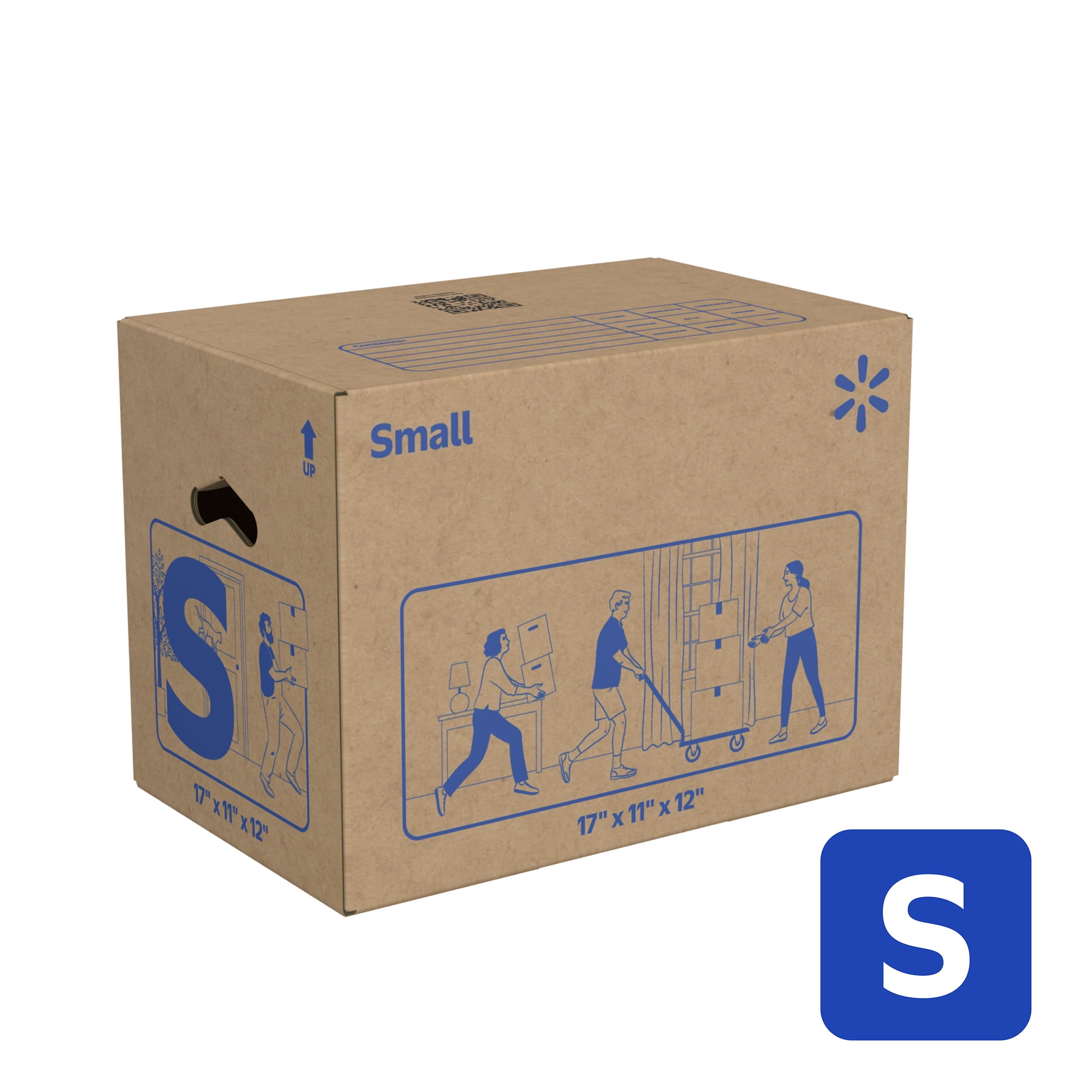 Walmart Small Moving Box, Kraft, 17 in x 11 in x 12 in