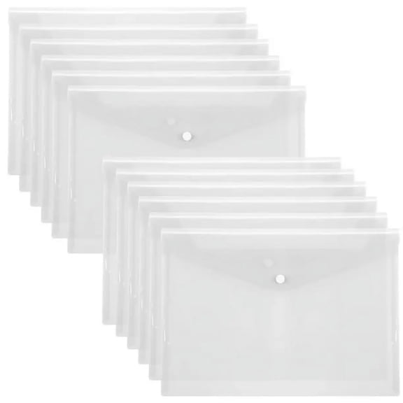 Yxwen 20X Hollow Templates File Folders 12 Packs Plastic Envelopes Clear A5 Letter Size Poly Envelopes Folders With Snap Closure for School Supplie