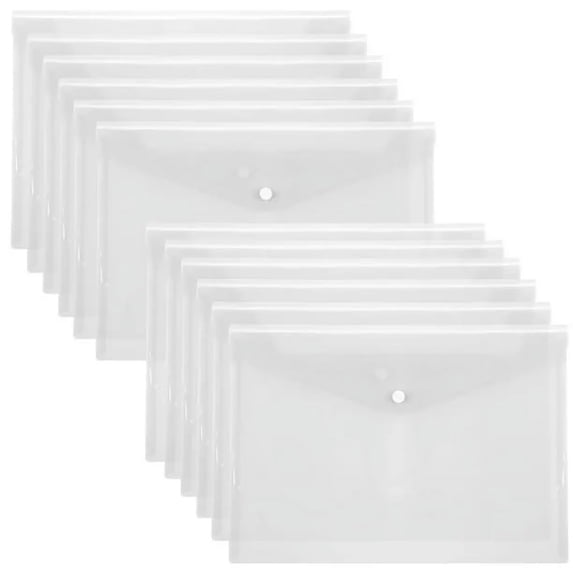 Yxwen 20X Hollow Templates File Folders 12 Packs Plastic Envelopes Clear A5 Letter Size Poly Envelopes Folders With Snap Closure for School Supplie