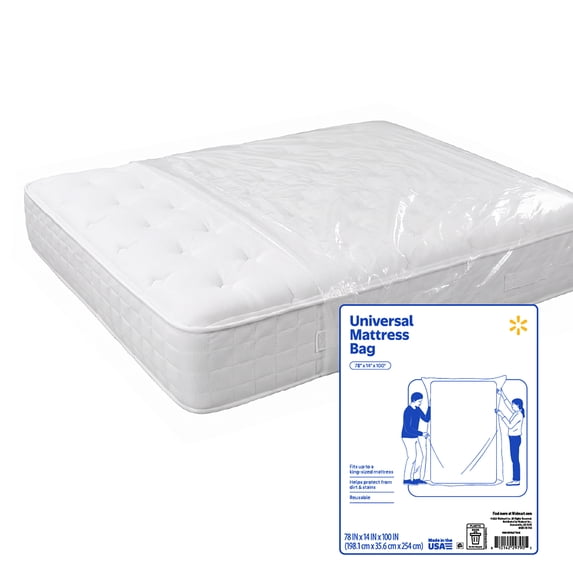 Walmart Universal Mattress Bag, Clear, 78 in x 14 in x 100 in