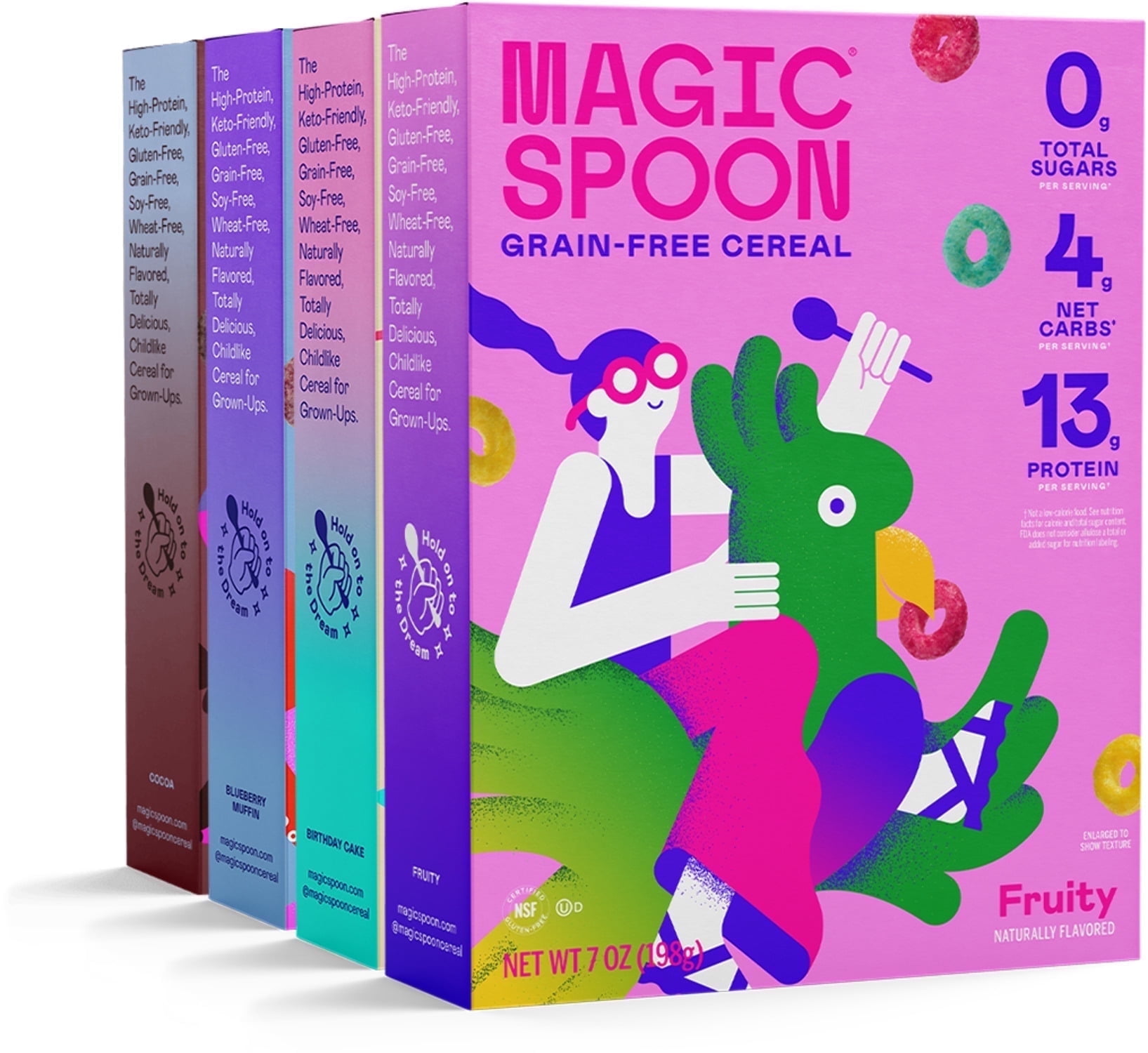 Magic Spoon Cereal Variety  Pack - Fruity, Cocoa, Blueberry Muffin and Birthday Cake (4 boxes)