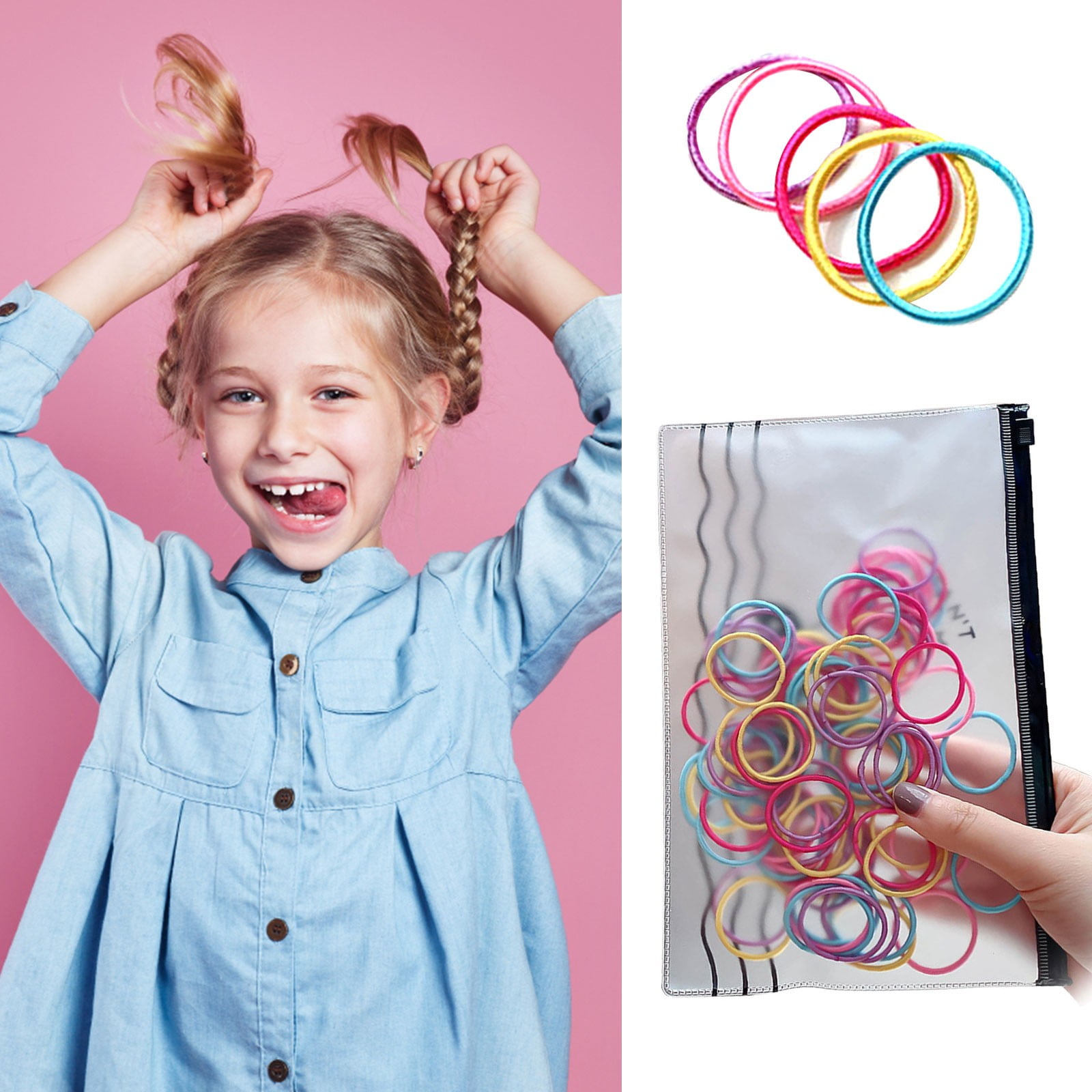 Walmart Week Sales Hair Rope,100 Pieces Of Children's Colored Rubber