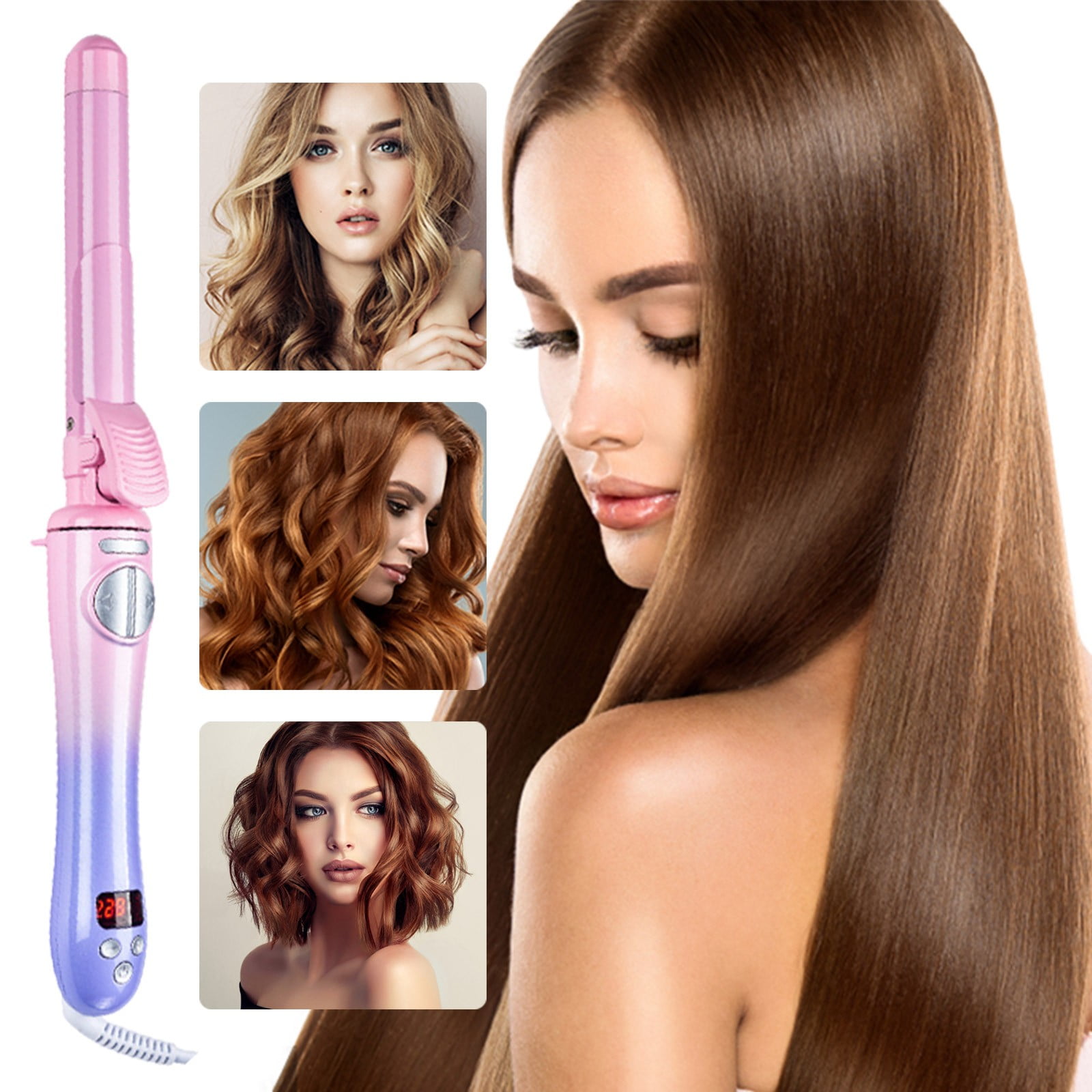 Walmart Week Sales Straight Curler Rotating Curling In Sunset 1 Inch Barrel For All Hair Types Automatic Hair Curler Easy To Use Curling Wand Long Lasting Salon Quality