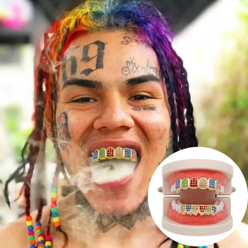 Walmart Week Sales Tooth care,Grill Tooth Teeth Copper Bottom Cap Hop Set Teeth Rainbow Jewelry