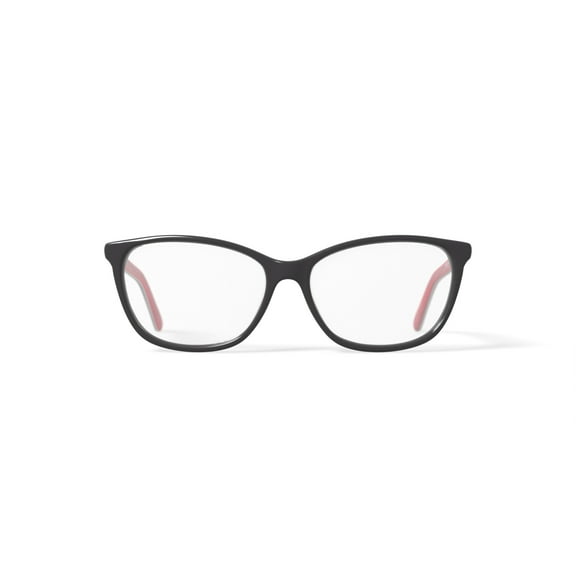 Walmart Womens FM17238 Square Prescription Eyeglassess with Case, Black/Red