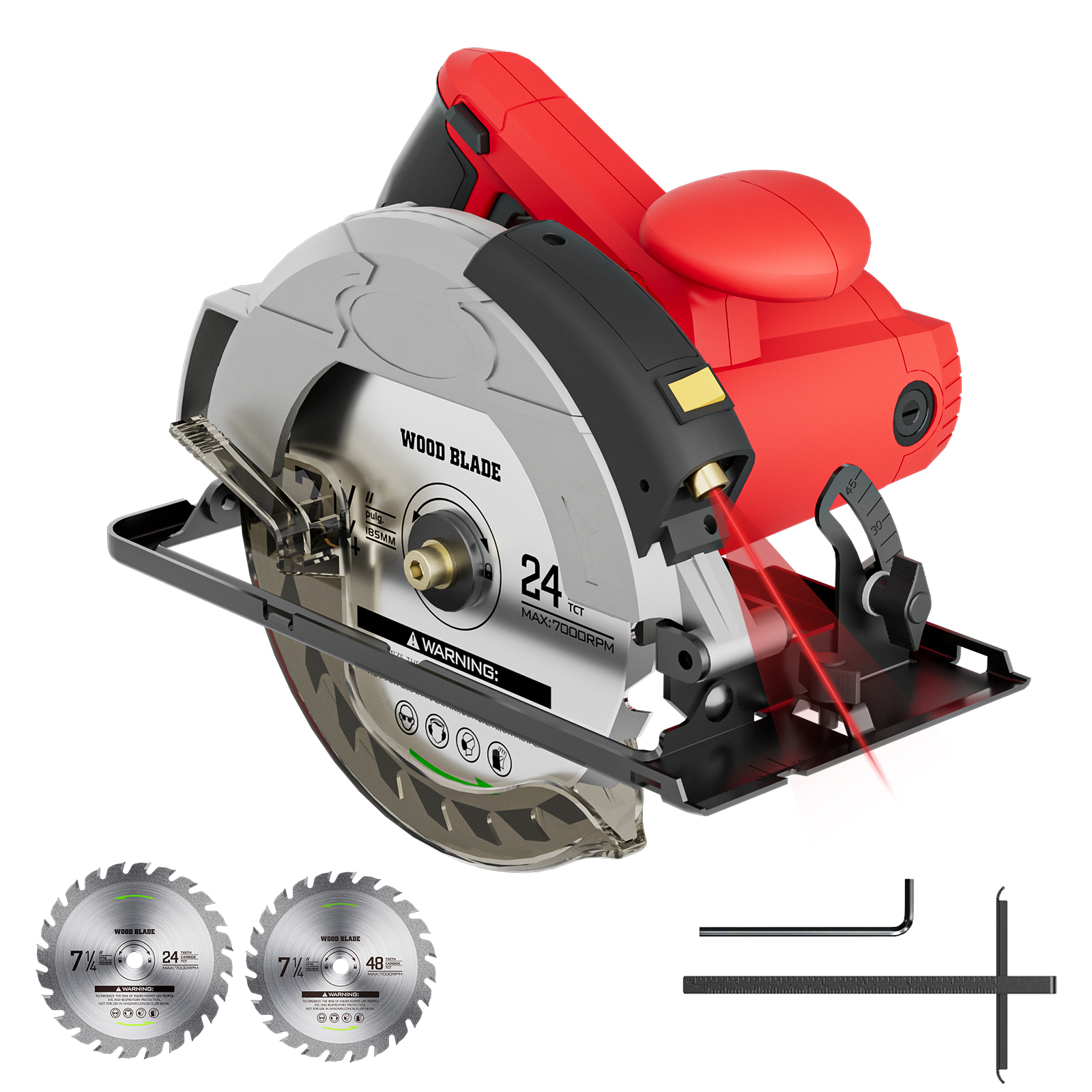Walmeck 12A 5500RPM Corded Circular Saw with 71/4'' Circular and Guide