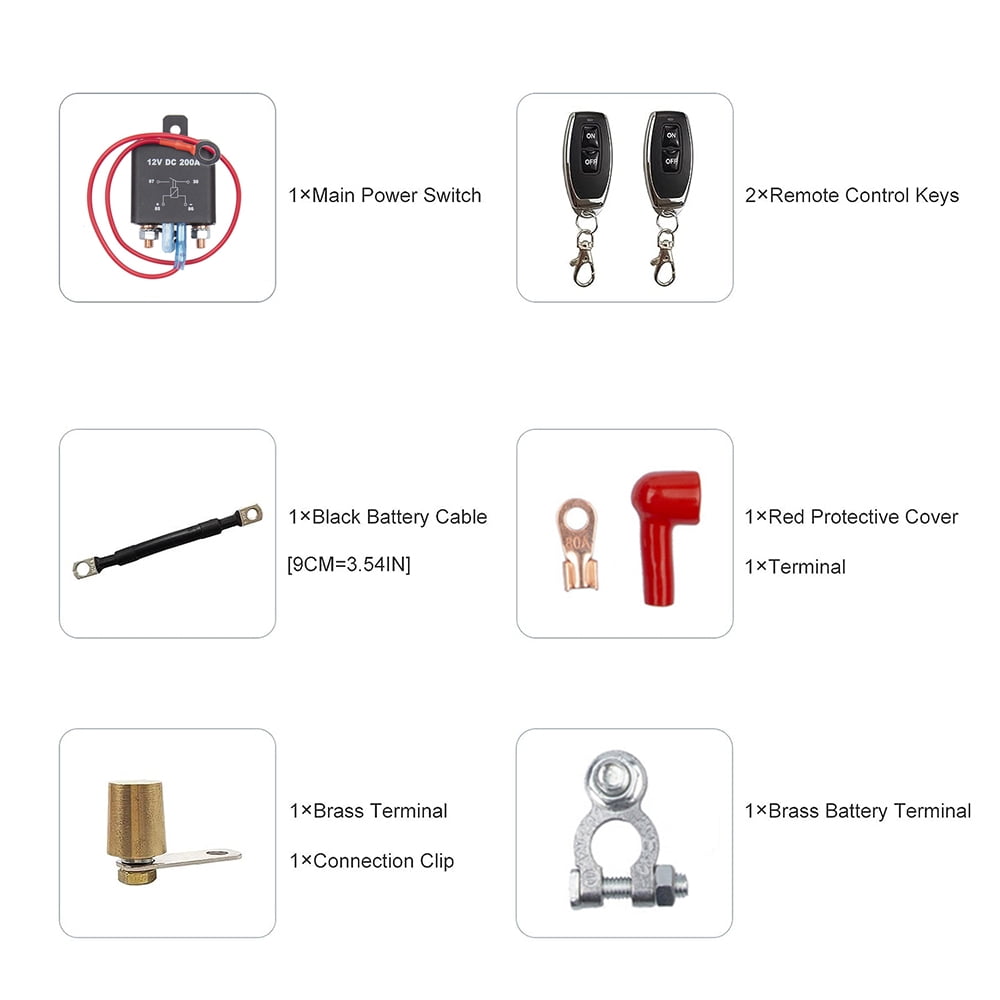 Walmeck 12V DC 200A Remote Battery Disconnect Circuit Changer, Battery