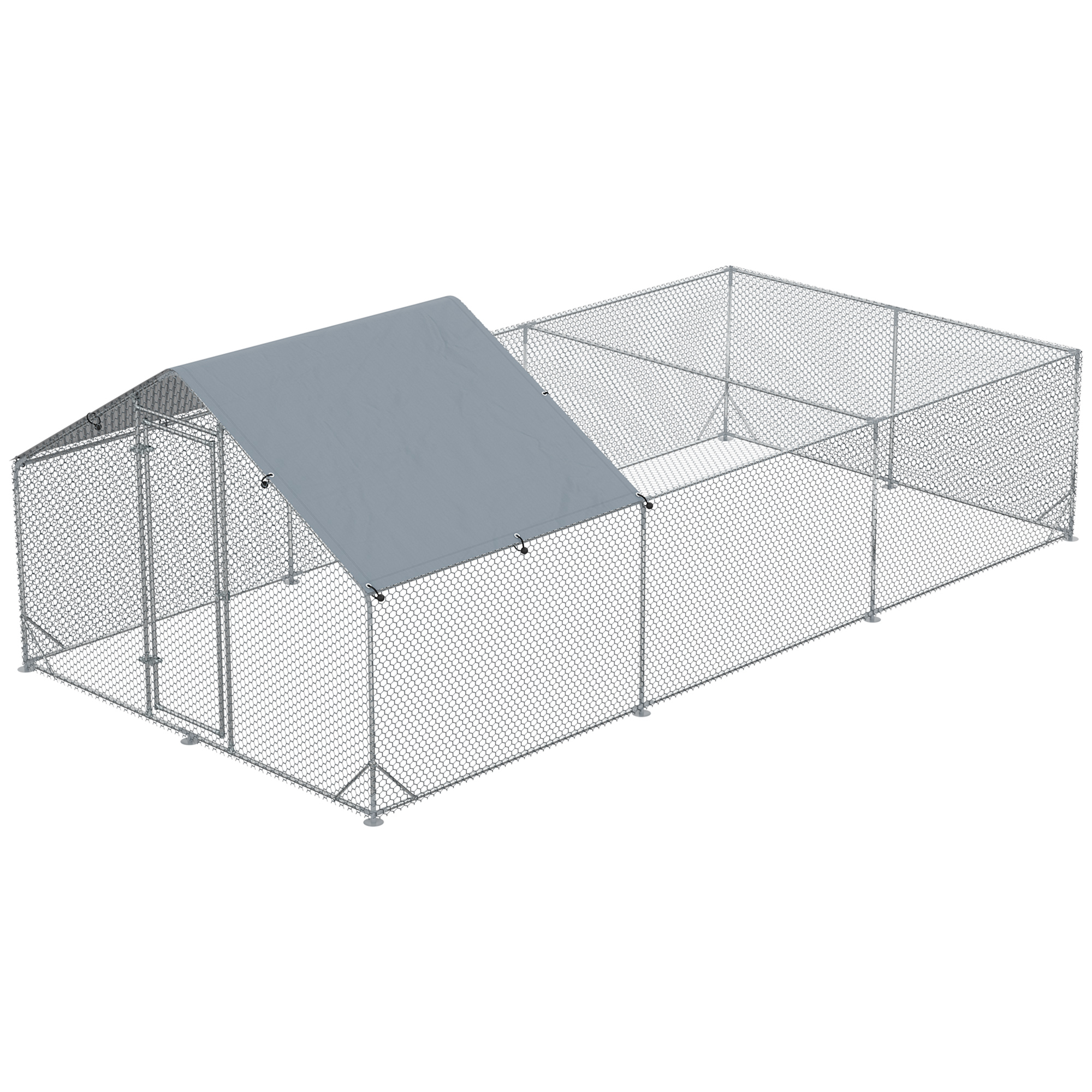 Walmeck 19.7 ft Large Metal Chicken Coop for 18 Chickens, WalkIn Chicken Coop Run, Big Chicken