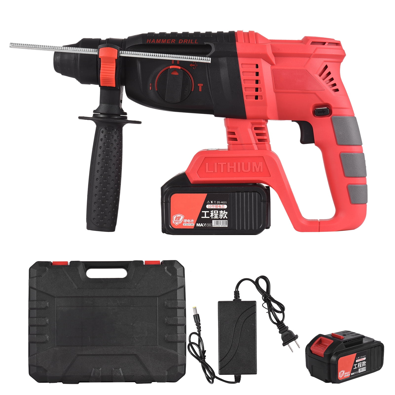 Walmeck 21V Cordless Brushless Rotary Hammer Drill with Carry Box 3 in