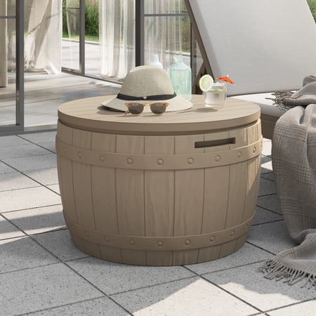 Walmeck 3-in-1 Patio Storage Box Light Brown Polypropylene