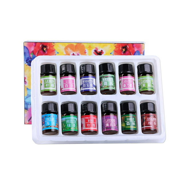 Walmeck 3ML 12PCS Natural Set Water-soluble Aroma Essential Aromatherapy Oil for Oil Diffuser Humidifier
