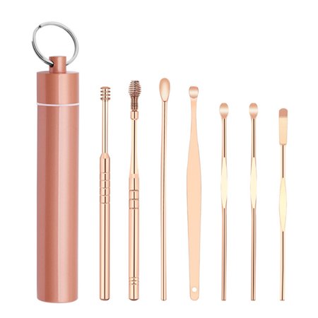 Walmeck 7pcsset Ear Wax Pickers Cleaner Stainless Steel Earpick Wax Remover Curette Ear Pick Cleaner Ear Cleaner Spoon