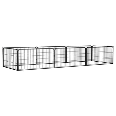 Walmeck 8-Panel Dog Playpen Black 39.4"x19.7" Powder-coated Steel