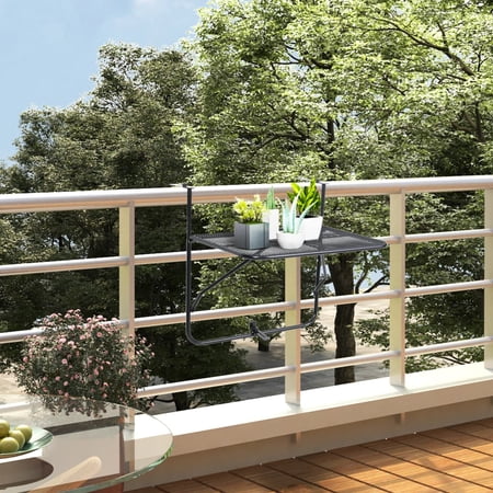 Walmeck Balcony Table Black 23.6"x15.7" Steel