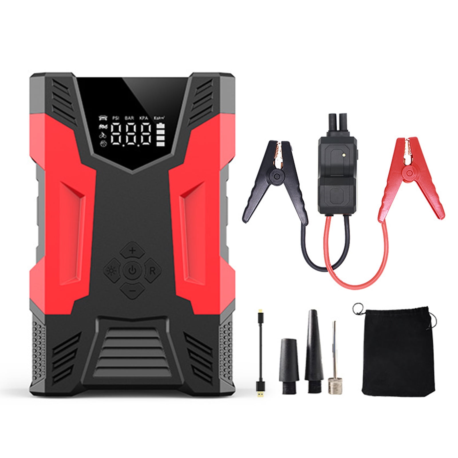 Walmeck Car Jump Starter with Air Compressor Portable Bank and LCD