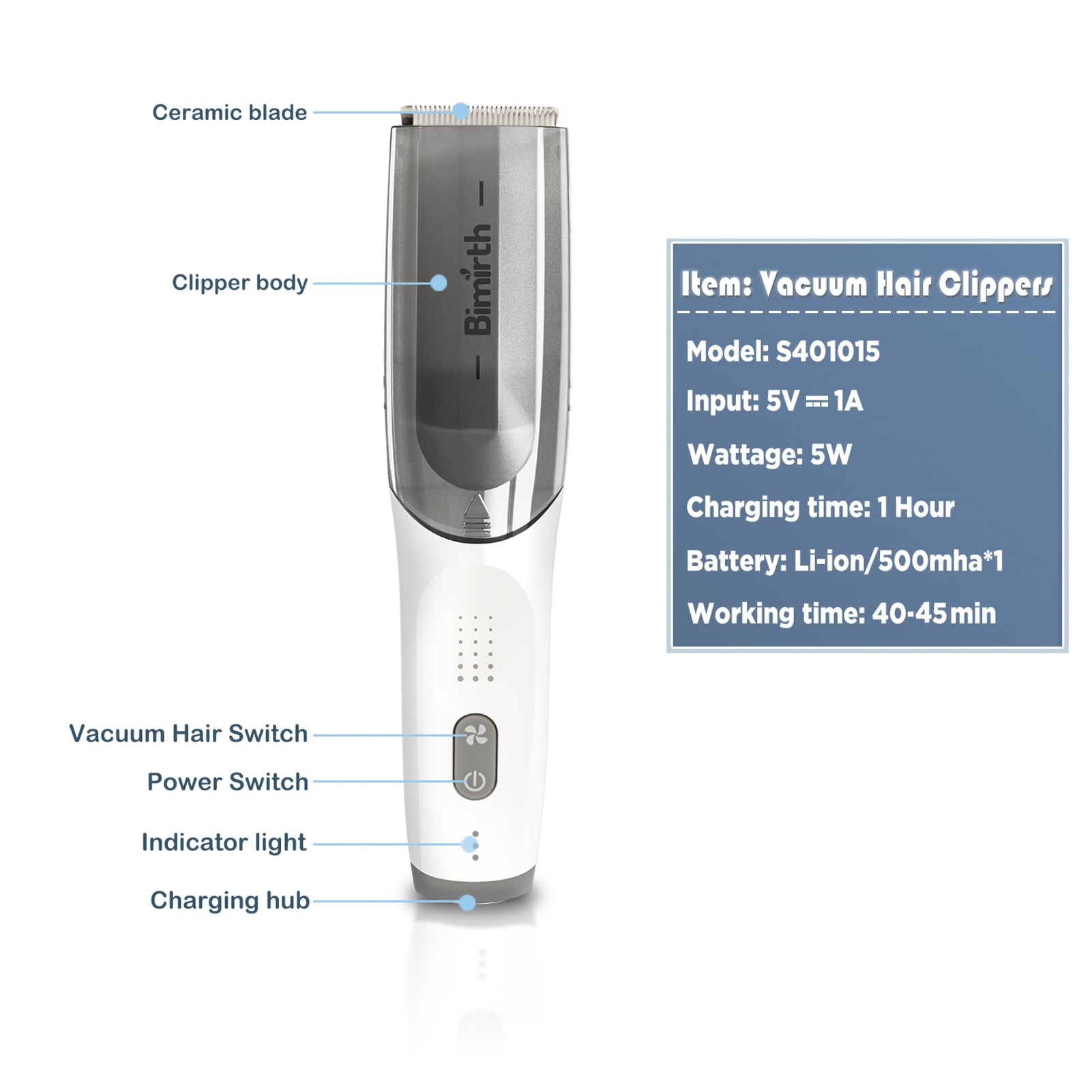 Walmeck Cordless Vacuum Haircut Kit Hair Waterproof Builtin