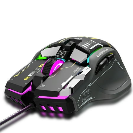 Walmeck G6 12-Key Mechanical Wired Gaming Mosue Ergonomic Design 10-key Macro Programmable Setting 6-Speed Adjustable DPI 13 Modes