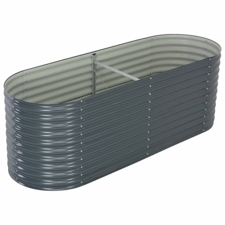 Walmeck Garden Raised Bed 94.5"x31.5"x31.9" Galvanized Steel Gray